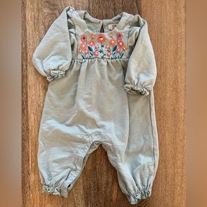 Light Green Curious by Peek Romper with Flowers 3-6 Months